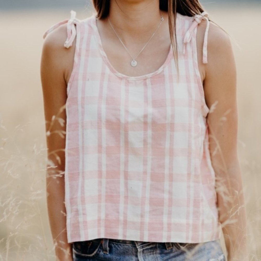 Madewell Cropped Gingham Tank Top